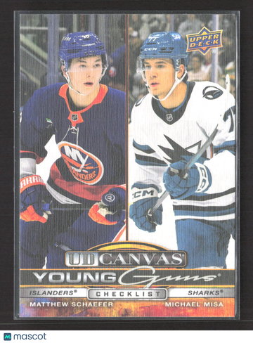 2026 Upper Deck UD Canvas Young Guns Checklist C-390 Schaefer Misa Hockey Card