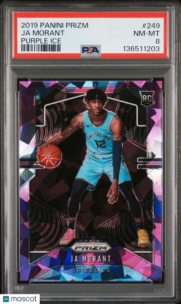 2019 Panini Prizm Ja Morant #249 Purple Ice /149 Rookie RC PSA 8
