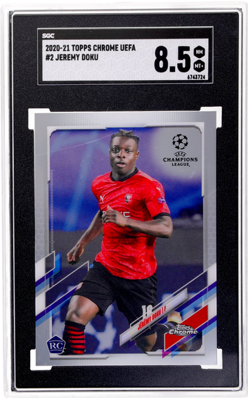 2020-21 Topps Chrome UEFA Jeremy Doku #2 SGC 8.5 RC