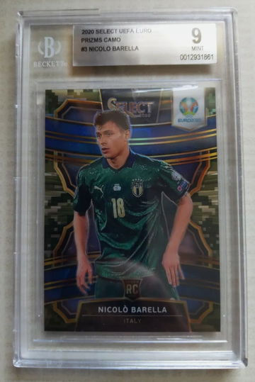 2020 Euro Select Nicolo Barella Camo Prizm /60 BGS 9 (SHIPS TRACKED FROM CANADA)