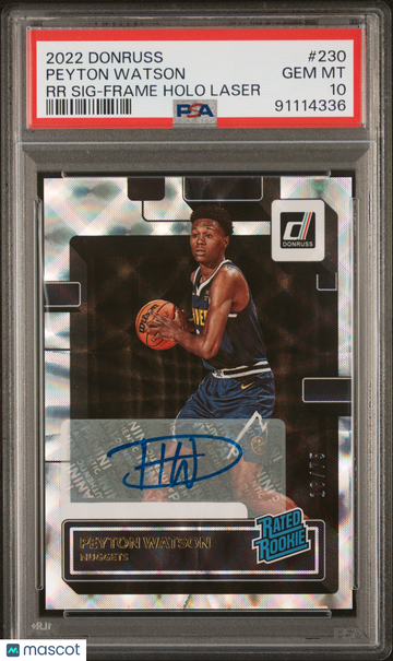2022 Panini Donruss Peyton Watson #230 RR SIG Frame Holo Laser /75 PSA 10