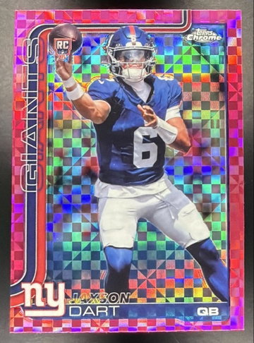 2025 Topps Chrome Jaxson Dart #306 Rookie Hot Pink X-Fractor RC Giants