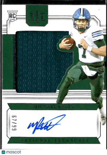 Michael Pratt 2024 Panini National Treasures Collegiate RC Memorabilia Auto /99 Tulane Green Wave