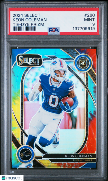 2024 Panini Select Keon Coleman #280 Tie Dye Prizm PSA 9