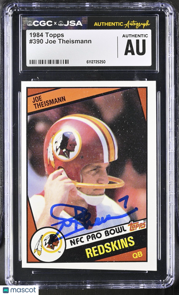 1984 Topps Joe Theismann #390 AU CGC A Authentic JSA Auto Authentic