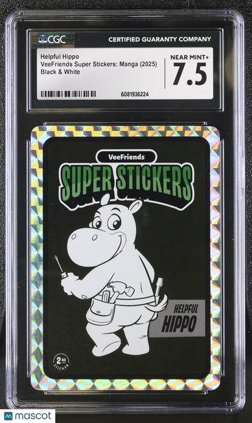 2025 Veefriends Super Stickers: Manga Helpful Hippo Black & White CGC 7.5