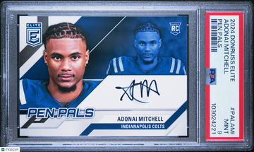2024 Panini Donruss Elite Pen Pals Adonai Mitchell #PALAMI PSA 9