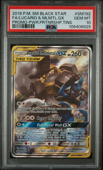 2019 Black Star Promos - Sun & Moon English Power Partnership Tins Lucario/Melmetal Gx #SM192 PSA 10