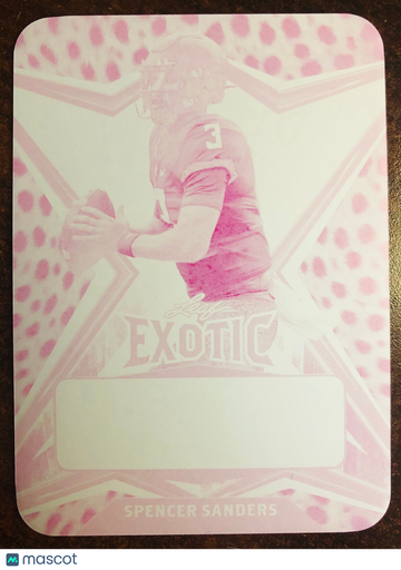 SPENCER SANDERS 2022 Leaf Exotic Football 1 of 1 Magneta Printing Plate OLE MISS