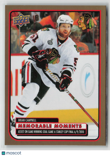2025-26 Upper Deck Chicago Blackhawks Centennial Brian Campbell #MM-31 Memorable Moments Gold