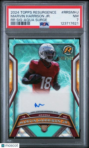 2024 Topps Resurgence Resurgence Rookie Signatures Marvin Harrison JR. #RRSMHJ RR Aqua /249 PSA 7