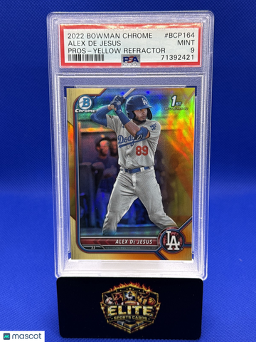 2022 Bowman Chrome Alex De Jesus #BCP-164 Prospects Yellow Refractor SN PSA 9