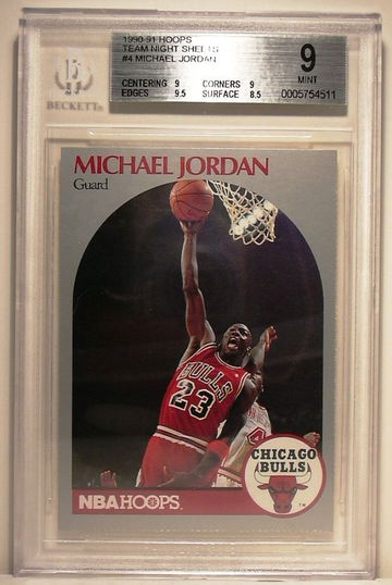 1990-91 Hoops Team Night Sheets #4 Michael Jordan BGS 9 MINT