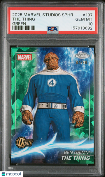 2025 Topps Marvel Studios Chrome Sapphire Edition The Thing Green /99 #197 PSA 10