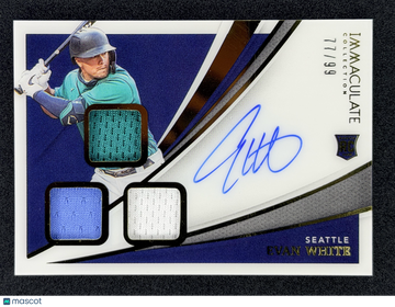 2021 Panini Immaculate Collection Evan White #RTS-EW Rookie Triple Memorabilia Signatures SN MEM AU Seattle Mariners