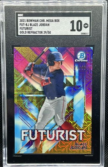 2021 Bowman Blaze Jordan Mega Box Futurist Gold Refractor 29/50 SGC 10.