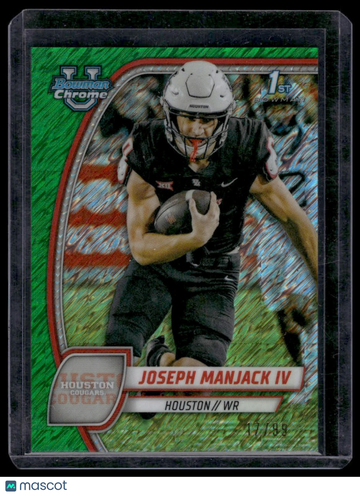 2024 Bowman University Chrome Joseph Manjack IV #107 Green Shimmer Refractor SN