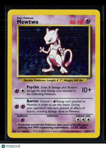 1999 Base Set Mewtwo Holo Rare #10/102