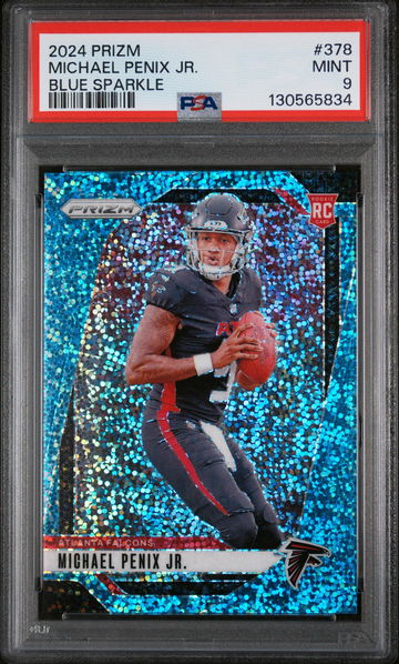 2024 Panini Prizm Blue Sparkle Michael Penix Jr. #378 /96 PSA 9