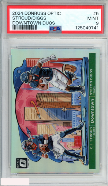 2024 PANINI DONRUSS OPTIC DOWNTOWN DUOS CJ STROUD STEFON DIGGS #5 PSA 9 MINT