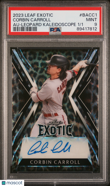2023 Leaf Exotic Autographs Corbin Carroll #BACC1 Leopard Kaleidoscope /1 PSA 9