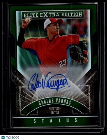 2015 Panini Elite Extra Edition Carlos Vargas #188 Emerald Status Die Cut SN