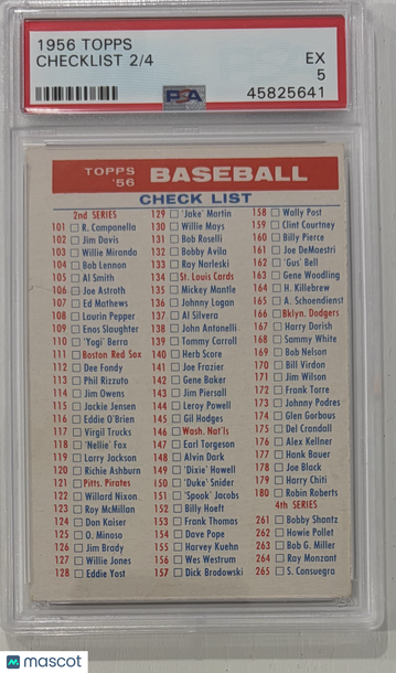 1956 Topps Checklist 2 4 PSA 5