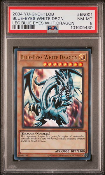 2004 Yu-Gi-Oh! LOB Blue-Eyes White Dragon #LOB-EN001 PSA 8