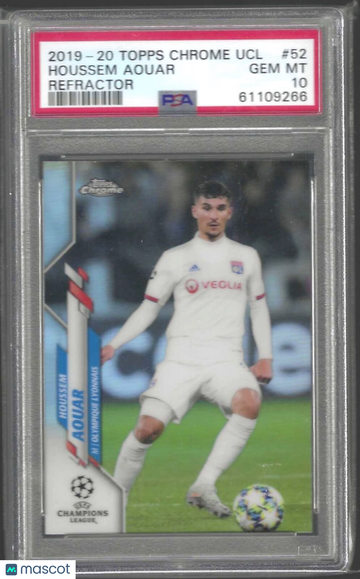 2019 Topps Chrome UEFA Champions League Houssem Aouar #52 Refractor PSA 10