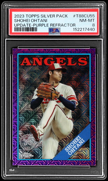 2023 Topps Silver Pack 1988 Chrome Promo Shohei Ohtani Update Purple Refractor PSA 8