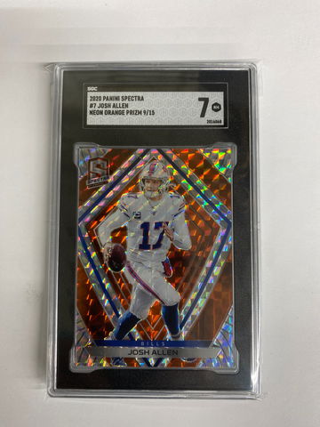 2020 Panini Spectra #7 Josh Allen Neon Orange Prizm serial number 9/15 
