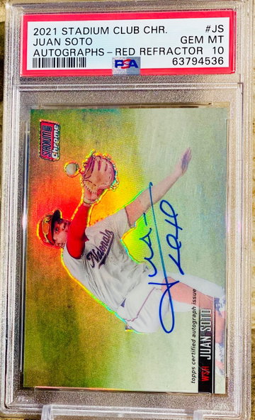 2021 Juan Soto Red Refractor /5 PSA 10 POP 1