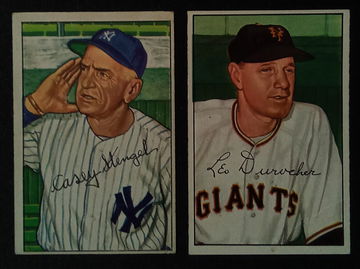 1952 Bowman Stengel Durocher HOF Lot of 2