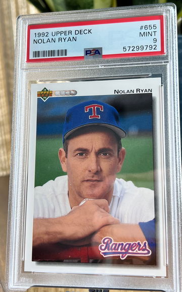 1992 Upper Deck #655 Nolan Ryan Card Graded PSA 9 Mint Low Pop HOF Rangers 🐐📈
