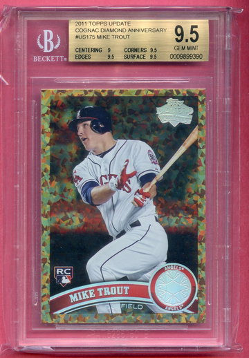 MIKE TROUT 2011 TOPPS UPDATE #US175 Rookie Cognac Diamond Anniversary BGS 9.5