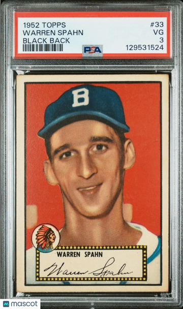 1952 Topps Warren Spahn #33 [Base] Base Set PSA 3