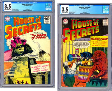 HOUSE OF SECRETS #1-2 CGC 3.5-3.5 MOREIRA MOONEY MESKIN & NICK CARDY ART 1956-57
