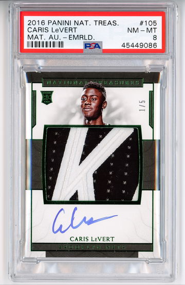 2016 Panini National Treasures Caris LeVert RPA /5 PSA 8