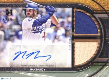 2025 Topps Museum Collection Max Muncy #SPDRA-MM /99 Signature Swatches Dual Relic Autograph Card Game-Used Memorabilia