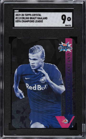 💥2019 Topps UCL Crystal Erling Haaland SGC 9 Wonder kid  REAL Rookie RC #113