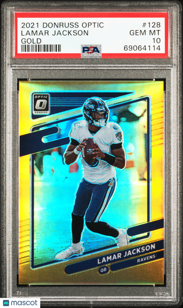 2021 Panini Donruss Optic Lamar Jackson #128 Gold PSA 10