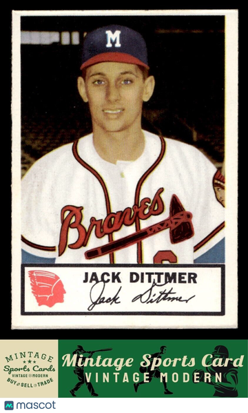 1953 Johnston Cookies Milwaukee Braves Jack Dittmer #19