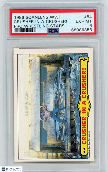 1986 Scanlens WWF Pro Wrestling Stars Crusher In A Crusher! #54 PSA 6