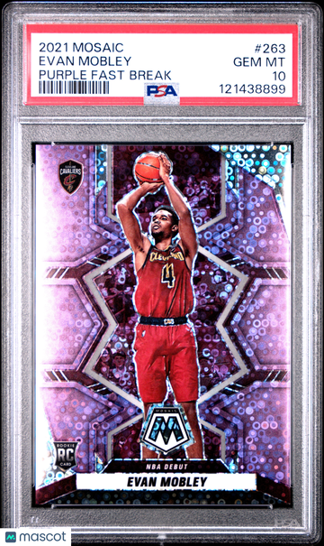 2021 Panini Mosaic Evan Mobley #263 Purple Fast Break PSA 10
