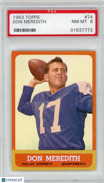 1963 Topps Don Meredith #74 PSA 8