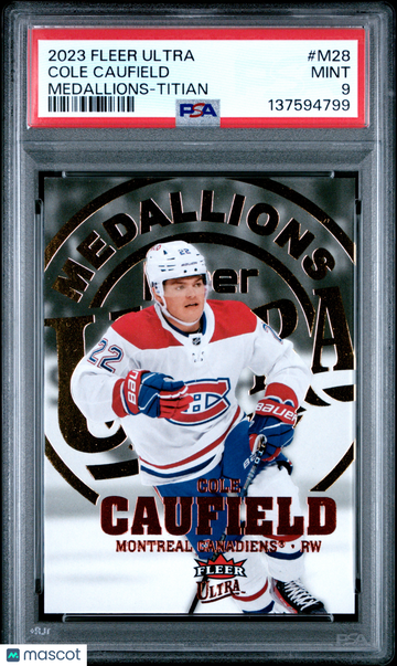 2023-24 Upper Deck Fleer Ultra Medallions Cole Caufield #M28 Titian /75 PSA 9