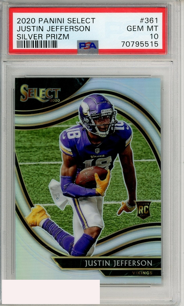 2020 PANINI SELECT JUSTIN JEFFERSON #361 SILVER PRIZM PSA 10 GEM MT  RC