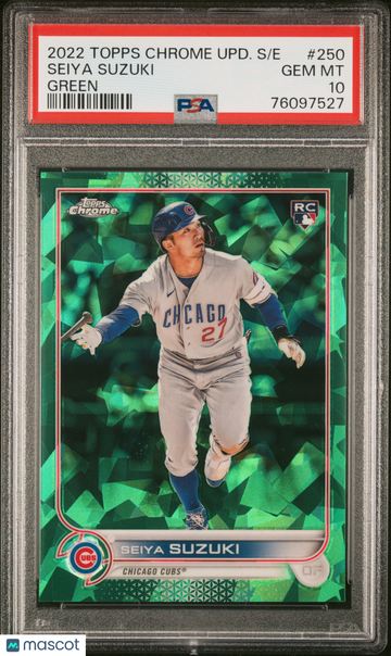 2022 Topps Chrome Update Sapphire Edition Seiya Suzuki #250 Green PSA 10