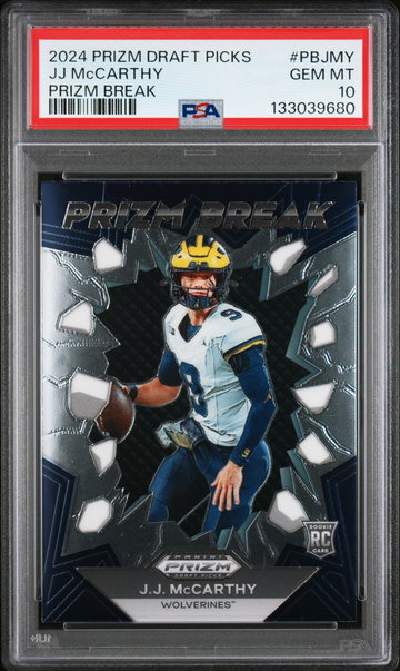 2024 Panini Prizm Draft Picks Prizm Break JJ Mccarthy #PBJMY PSA 10
