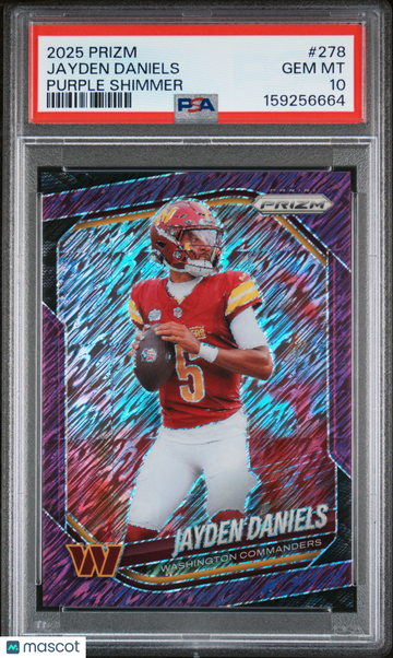 2025 Panini Prizm Jayden Daniels #278 Purple Shimmer /15 PSA 10